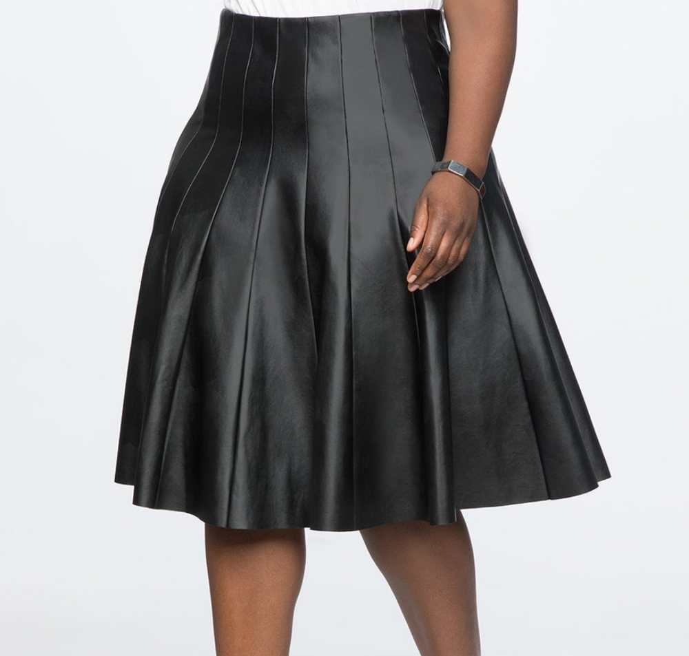 Eloquii Studio Faux Leather Trumpet Skirt Black Size 14